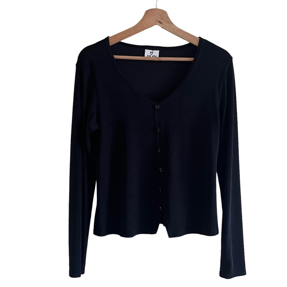 Slinky Vintage Black Floral Button Shape Cardigan